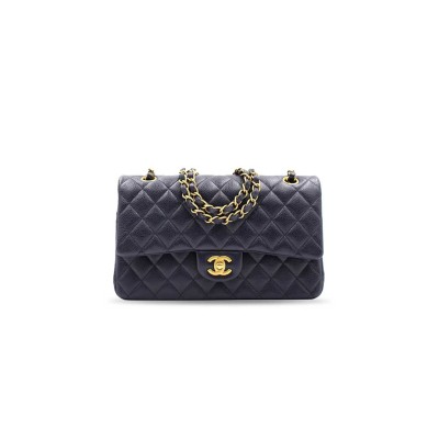 CHANEL MASTER CAVIAR LARGE CLASSIC FLAP GOLD METAL BLUE BAG A01112 (25*16*6cm)